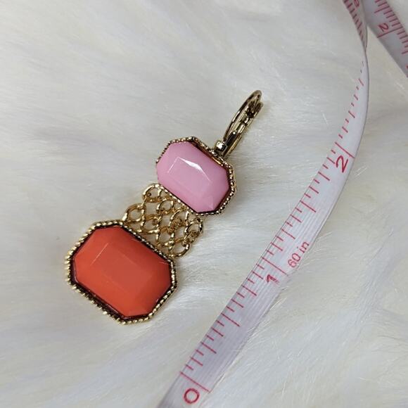 Nwt Chain Link Creamsicle and Pink Earrings - Picture 6 of 8